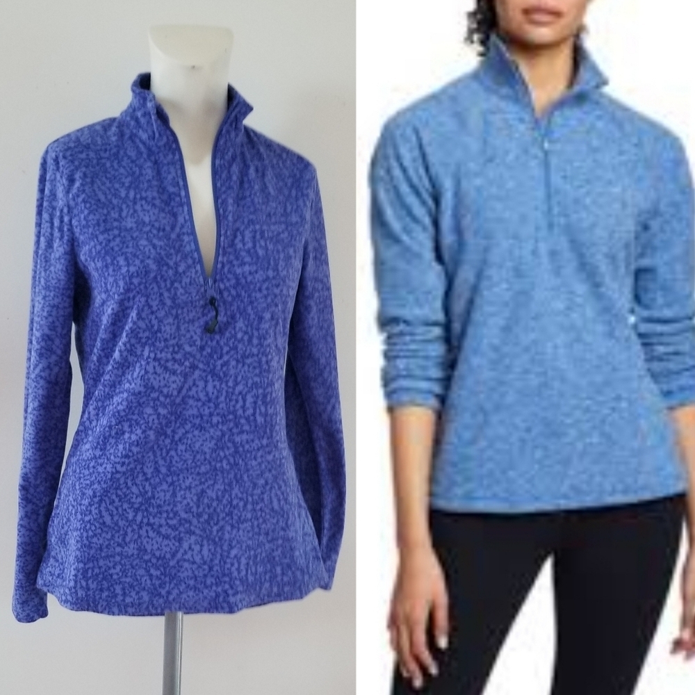 Eddie Bauer Women's Quest Fleece 1/4-Zip - Royal Blue Branch Print lightweight S